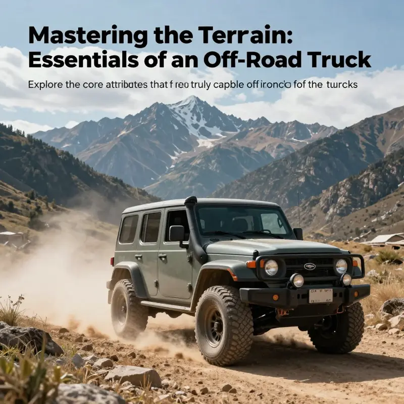 A dynamic off-road truck in action against a striking mountainous backdrop, illustrating the essence of off-roading.