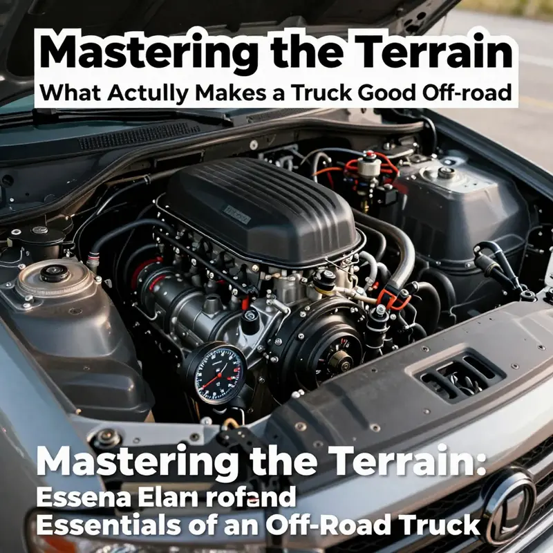 The solid body-on-frame design of an off-road truck ensures durability in rough terrains.