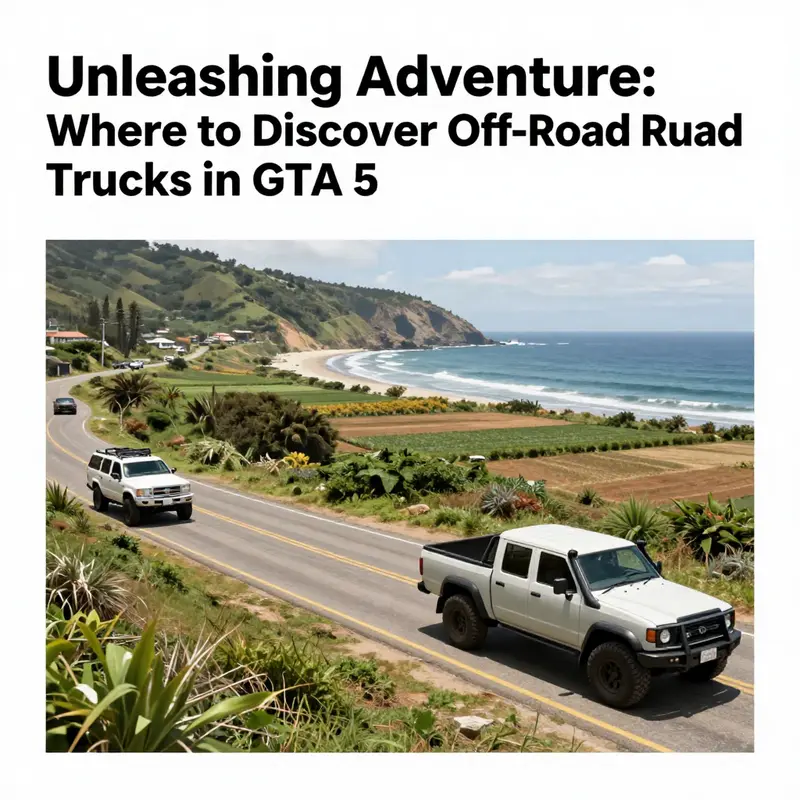 Sandy Shores provides the perfect backdrop for discovering off-road trucks amidst its rugged desert landscape.