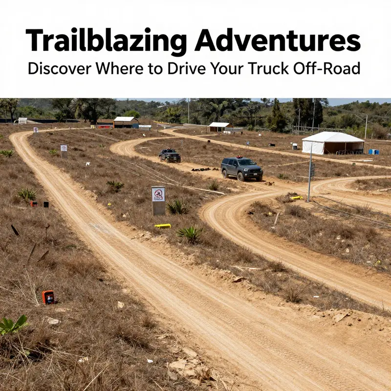 A thrilling view of trucks conquering diverse terrains at designated off-road parks.