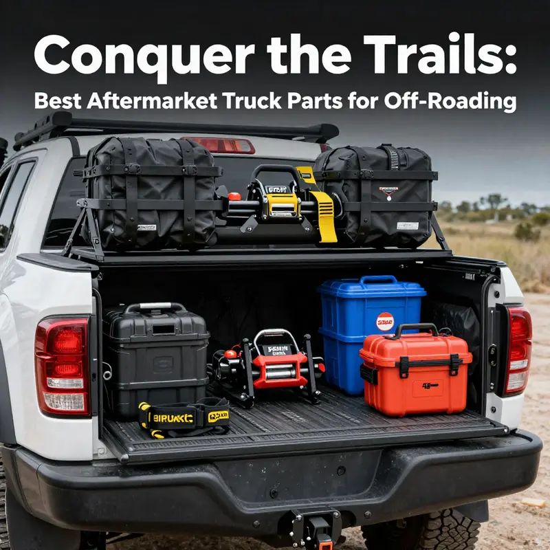 A lifted truck equipped to tackle uneven terrain with an advanced suspension system.