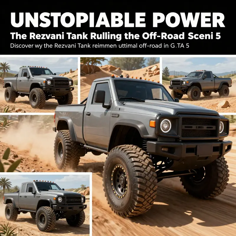 The Rezvani Tank showcased across different off-road environments, illustrating its versatility.