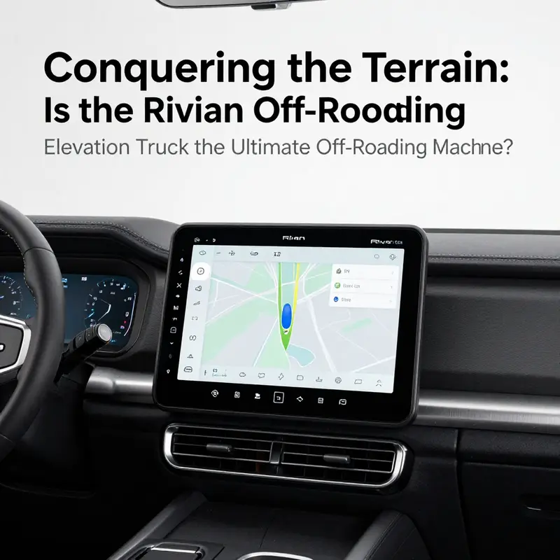 The Rivian R1T conquering challenging rocky terrains, a testament to its off-road merits.