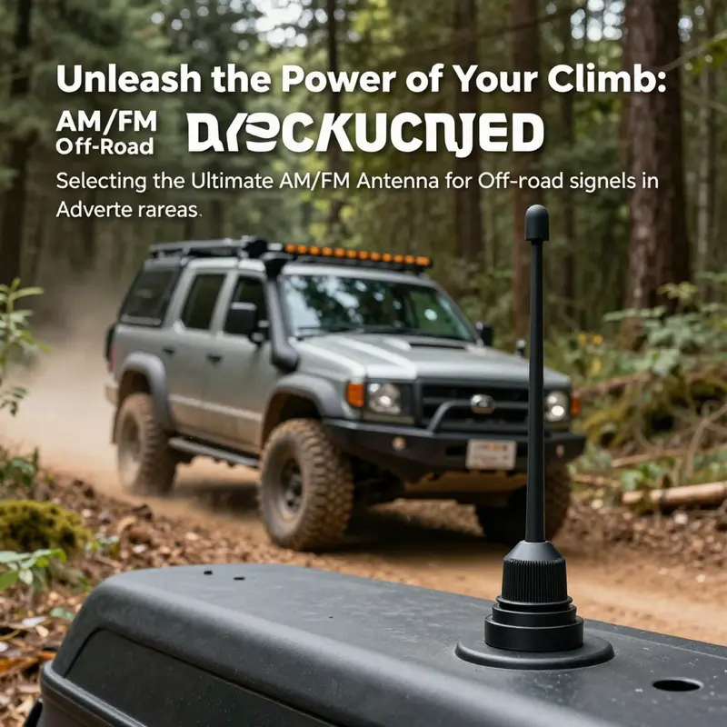 Durability is key; this image illustrates an off-road antenna’s rugged build withstanding harsh conditions.