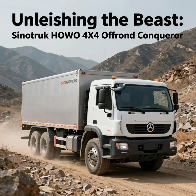 Sinotruk HOWO 4X4 Offroad Mobile Workshop Truck navigating through challenging terrains in a scenic mountainous landscape.