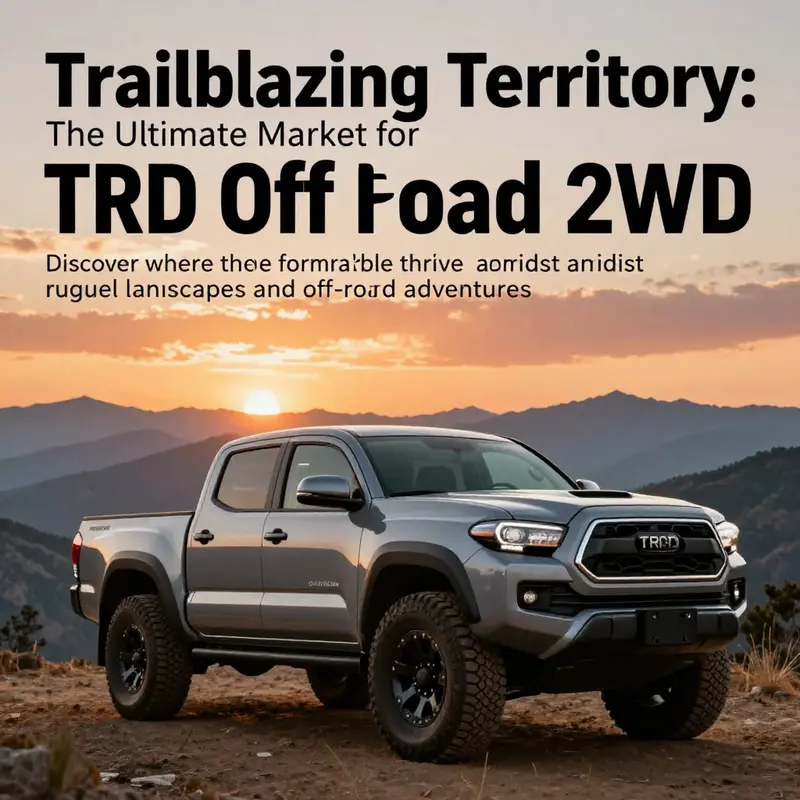 A Toyota Tacoma TRD Off Road 2WD truck against a breathtaking mountain sunset, symbolizing adventure.