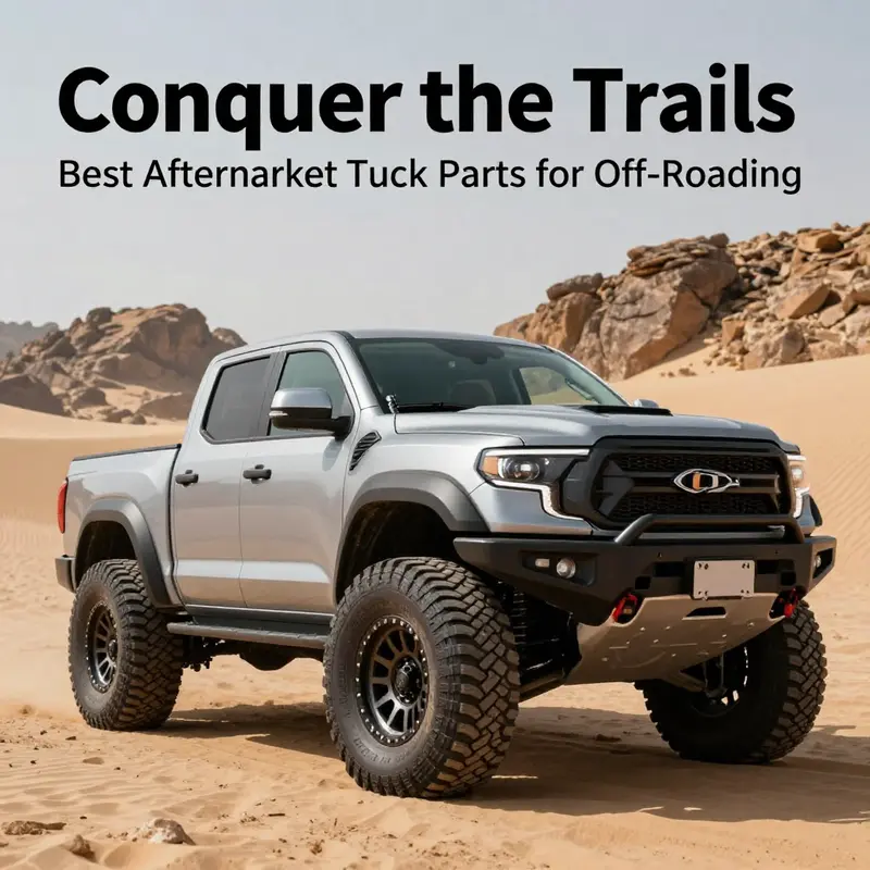 A lifted truck equipped to tackle uneven terrain with an advanced suspension system.