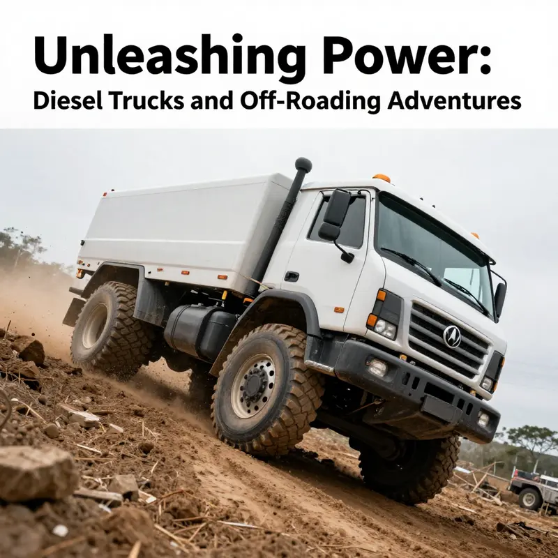 A diesel truck demonstrating its off-road prowess on a rocky trail.