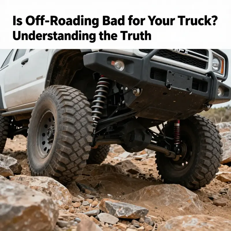 A truck demonstrating its suspension system’s resilience while off-roading over challenging terrain.