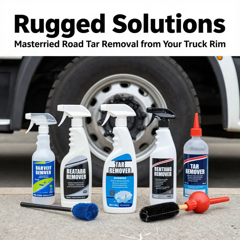 An off-road truck rim demonstrating the battle with road tar after an adventurous ride.