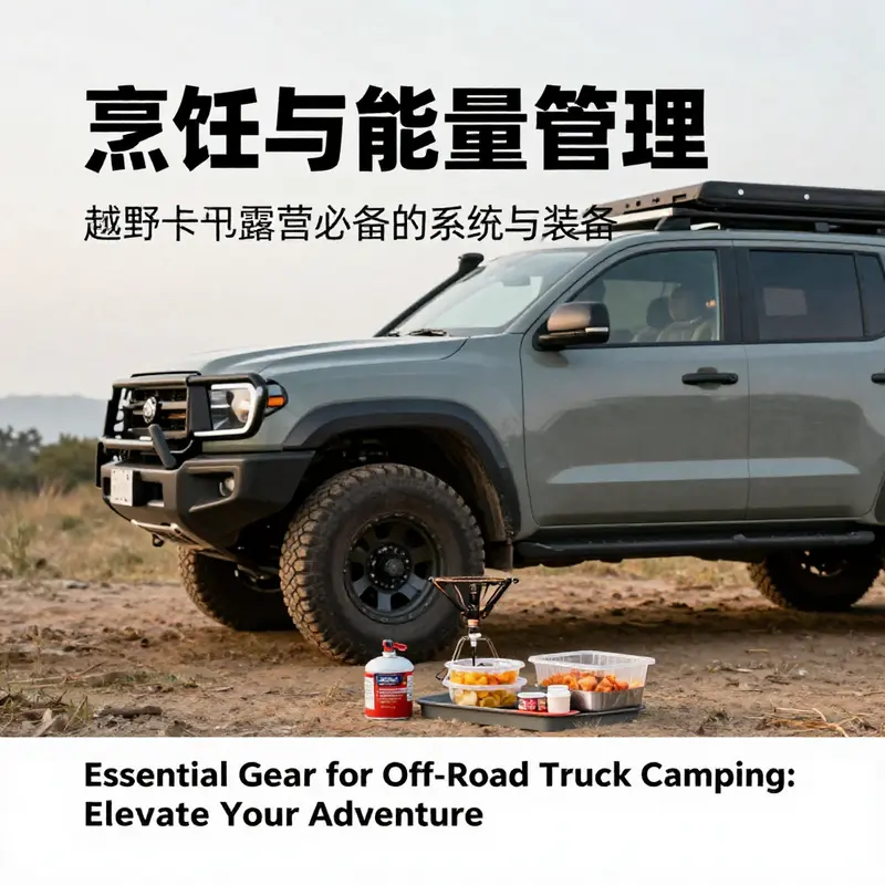 Key survival systems set up at a rugged off-road campsite.