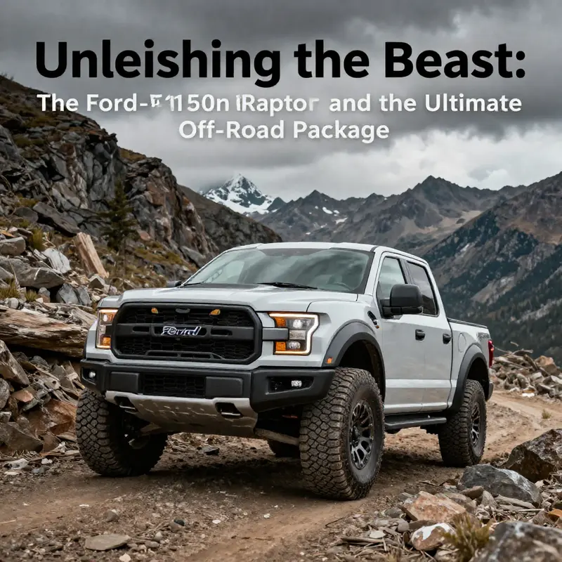A Ford F-150 Raptor driving on a scenic mountain trail, representing off-road adventure.