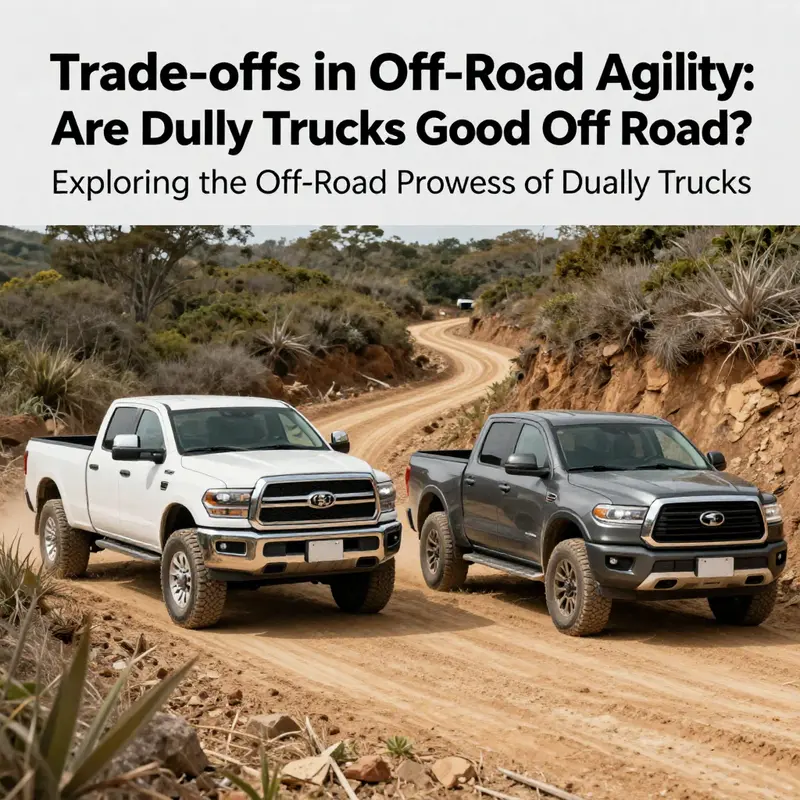A dually truck demonstrating its exceptional off-road performance on a rugged mountain trail.