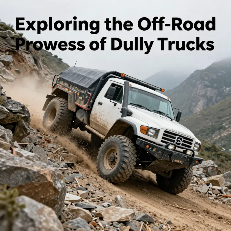 A dually truck demonstrating its exceptional off-road performance on a rugged mountain trail.