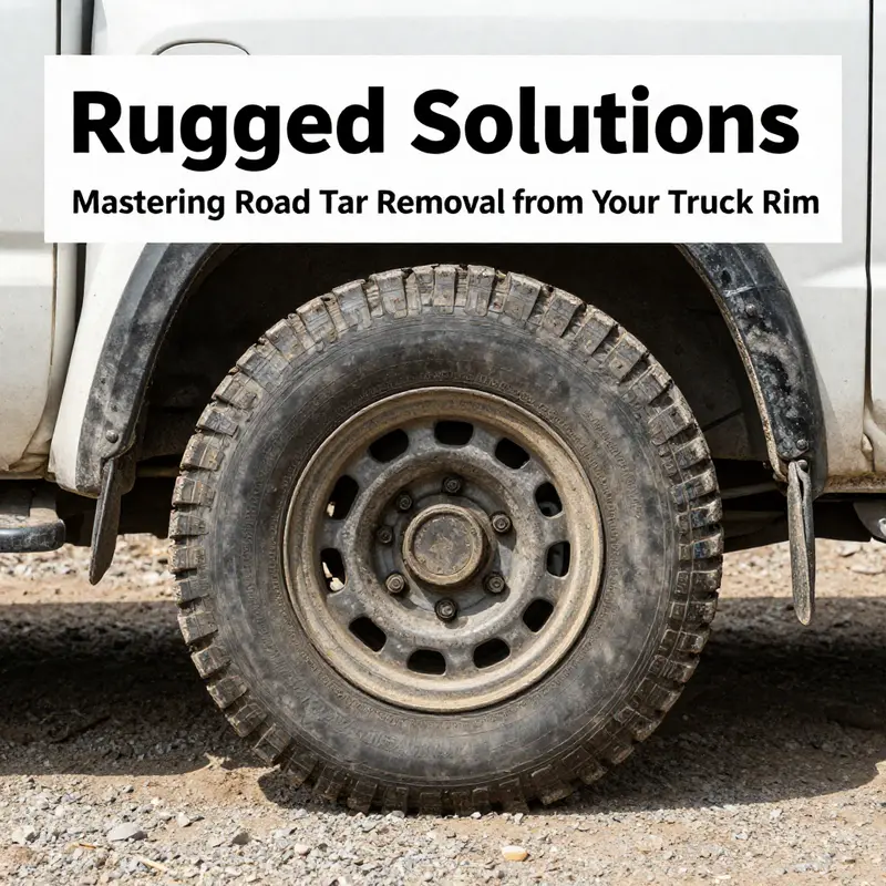 An off-road truck rim demonstrating the battle with road tar after an adventurous ride.