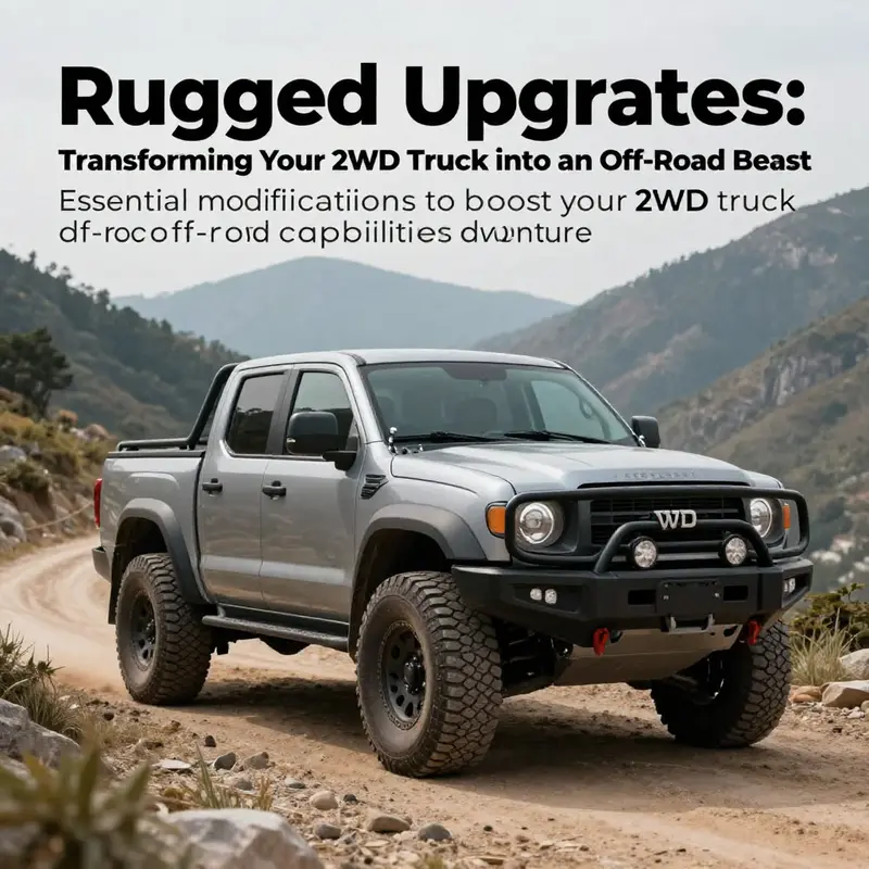A 2WD truck positioned on a mountain trail, embodying the essence of rugged off-road adventures.