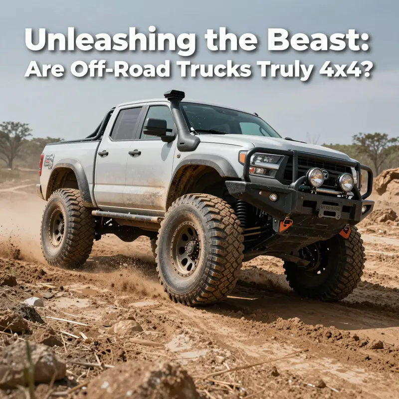 Off-road truck demonstrating its 4×4 system’s prowess on muddy terrain.