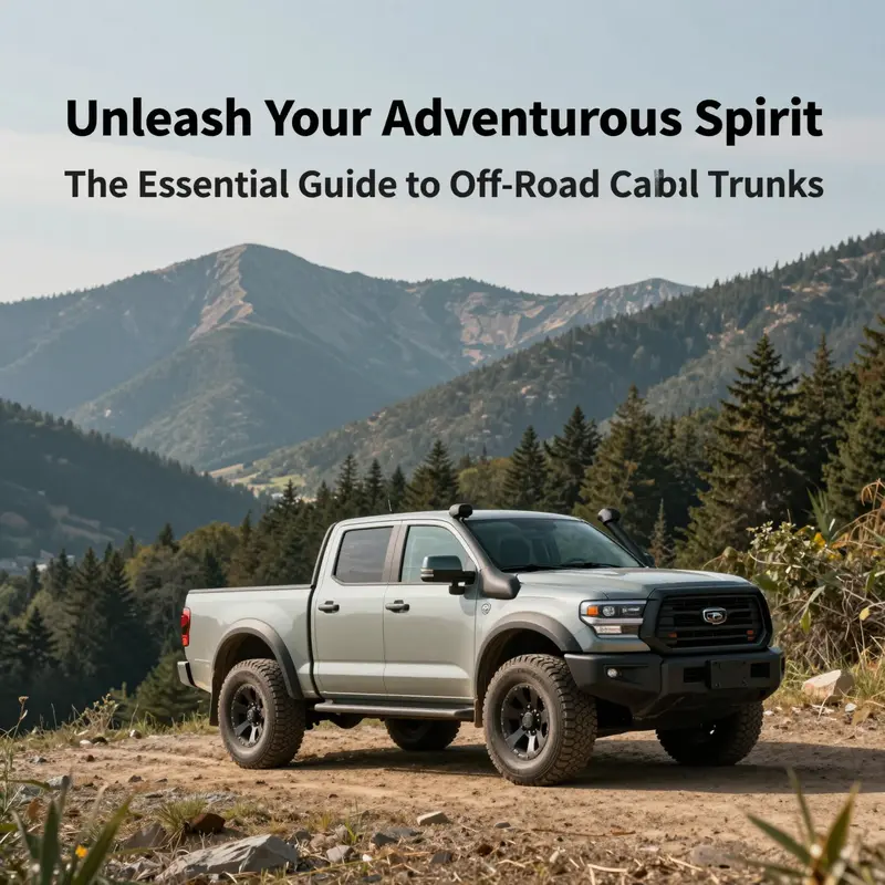 A rugged off-road truck on a hilltop with mountains in the background, representing adventure and freedom.