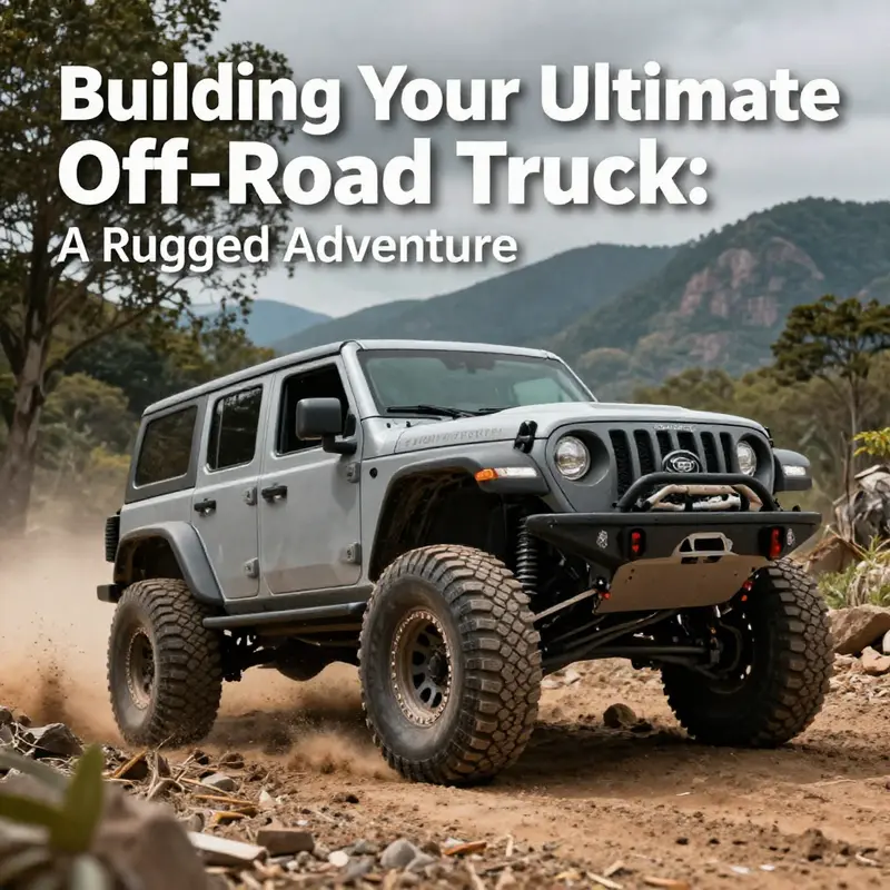 A custom off-road truck navigating a rugged terrain, symbolizing adventure and exploration.