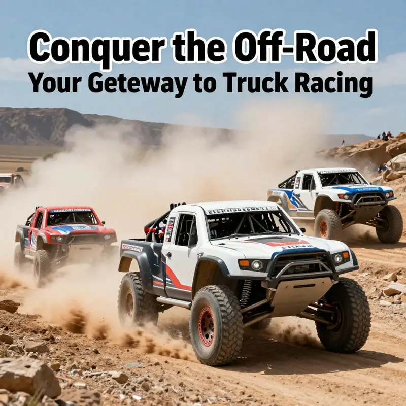Off-road trucks racing through rugged terrain, showcasing the excitement and adventure of the sport.