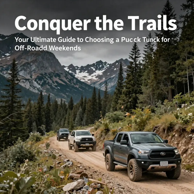 Several pickup trucks off-roading through a vibrant, rugged landscape with mountains.