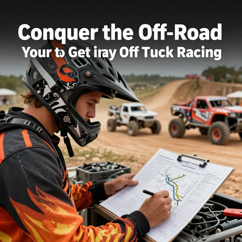 A determined racer prepares, embodying the essence of personal qualifications necessary for off-road truck racing.