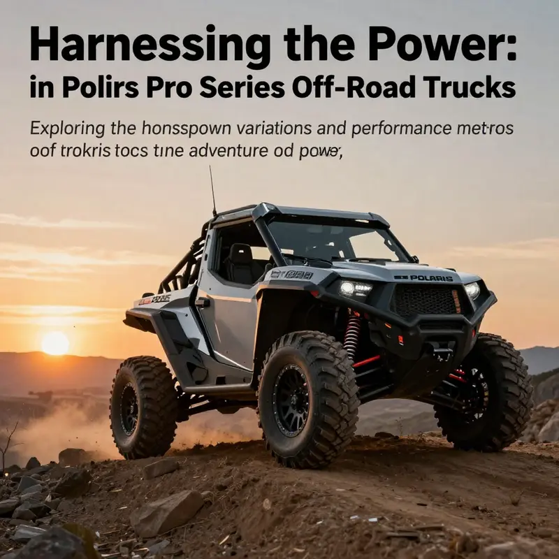 A Polaris Pro Series off-road truck navigating a hilly terrain during sunset, symbolizing adventure and strength.