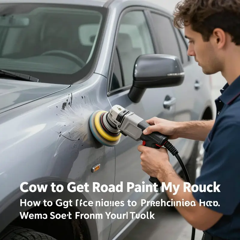 An off-road enthusiast cleaning fresh road paint from their truck with soapy water.
