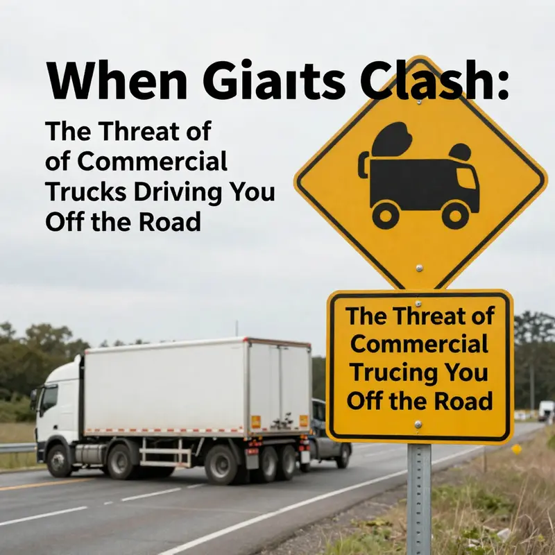 An illustration of aggressive driving by a commercial truck potentially endangering smaller vehicles.