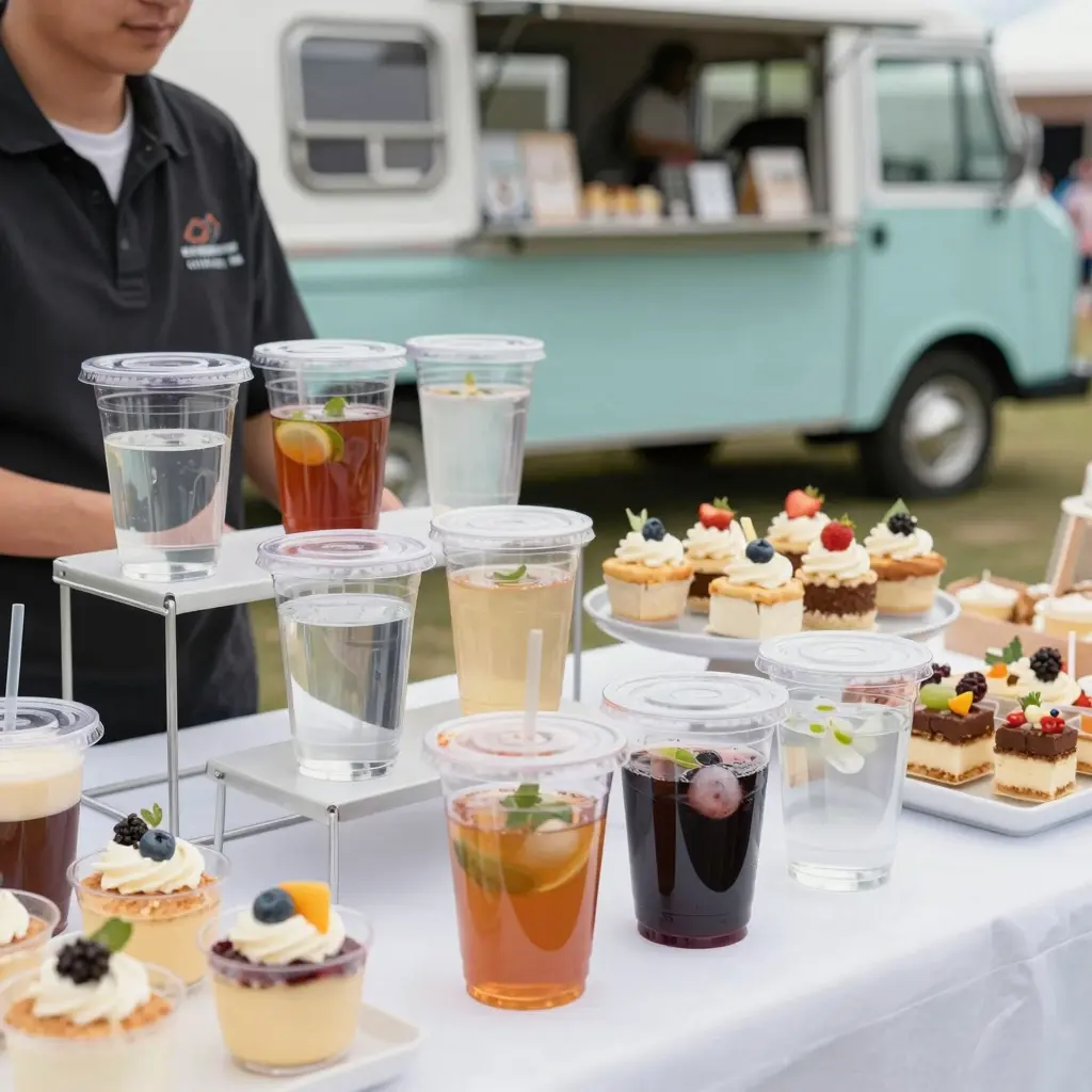 Clear Plastic Cups with Metal Bases