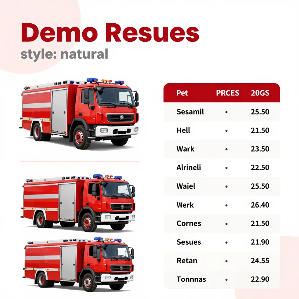Infographic of Demo Rescue Trucks Specifications