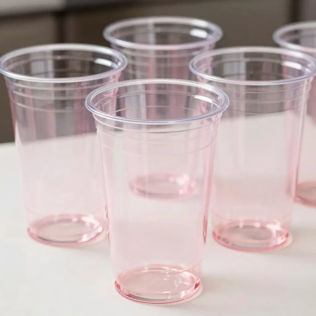 Light Pink Clear Plastic Cups