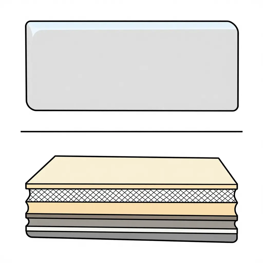ABS vs fiberglass fairing panel cross-section comparison diagram