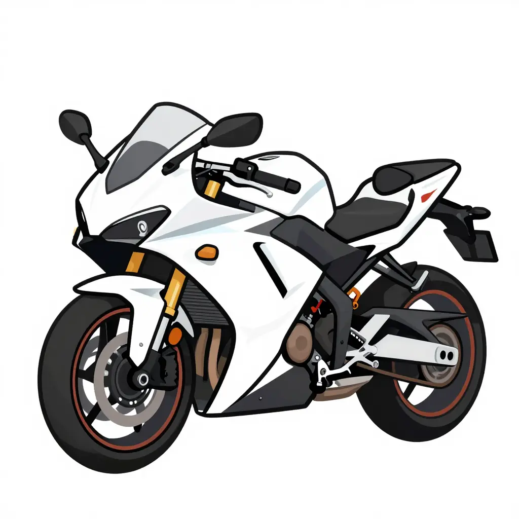 Flat 2D schematic line-art diagram of a sportbike showing its five main fairing sections: front cowl, windscreen, side panels, belly pan, and tail section, with each panel distinguished by subtle color fills.